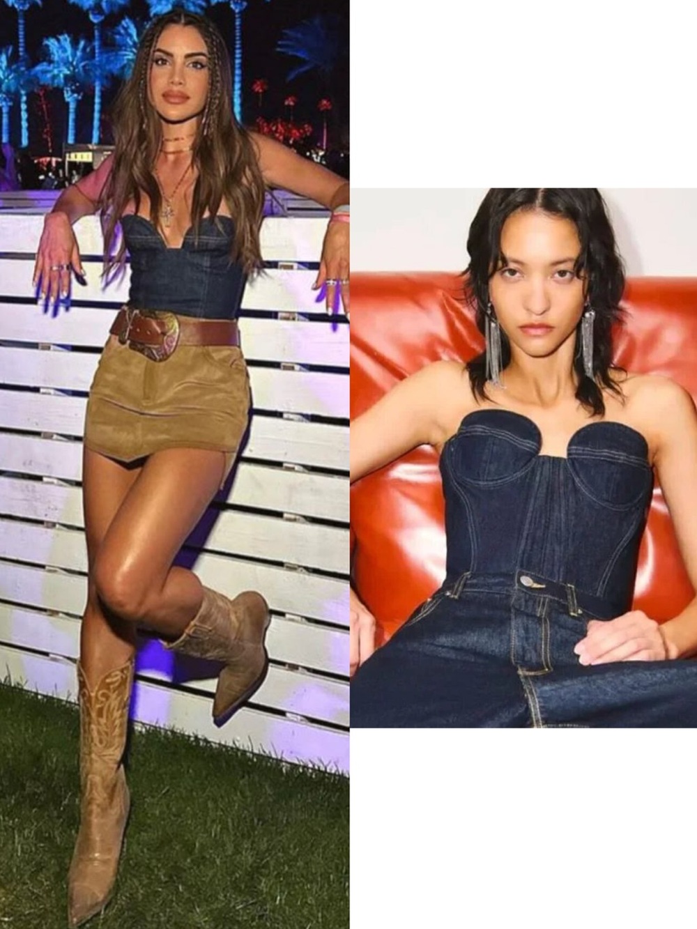 ZARA Denim Bustier Corset Dark Indigo size small - As seen on Camila Coehlo